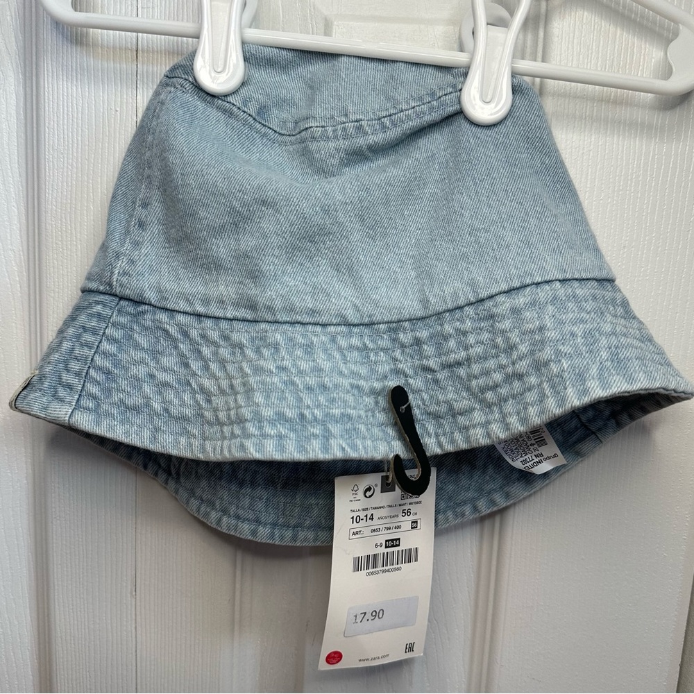Zara girls light denim bucket hat